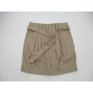 Kendall + Kylie Womens Skirt Large Beige Faux Leather Button Waist Tie Casual